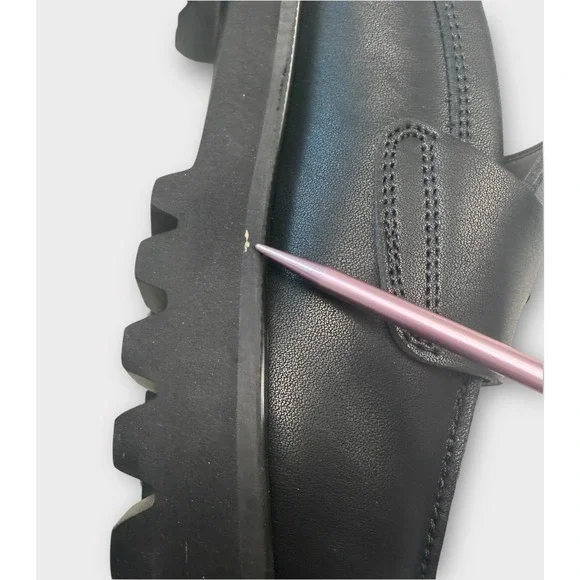 NEW Penny Loafer Mule Womens 10 Black Leather Lug Sole Slide On Waterproof. - Picture 8 of 12